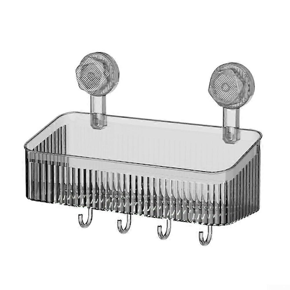 Suction Cup Organizer for Bathroom or Kitchen, Gray, Wall-Mounted, Space-Saving Storage Solution, No Damage to Walls