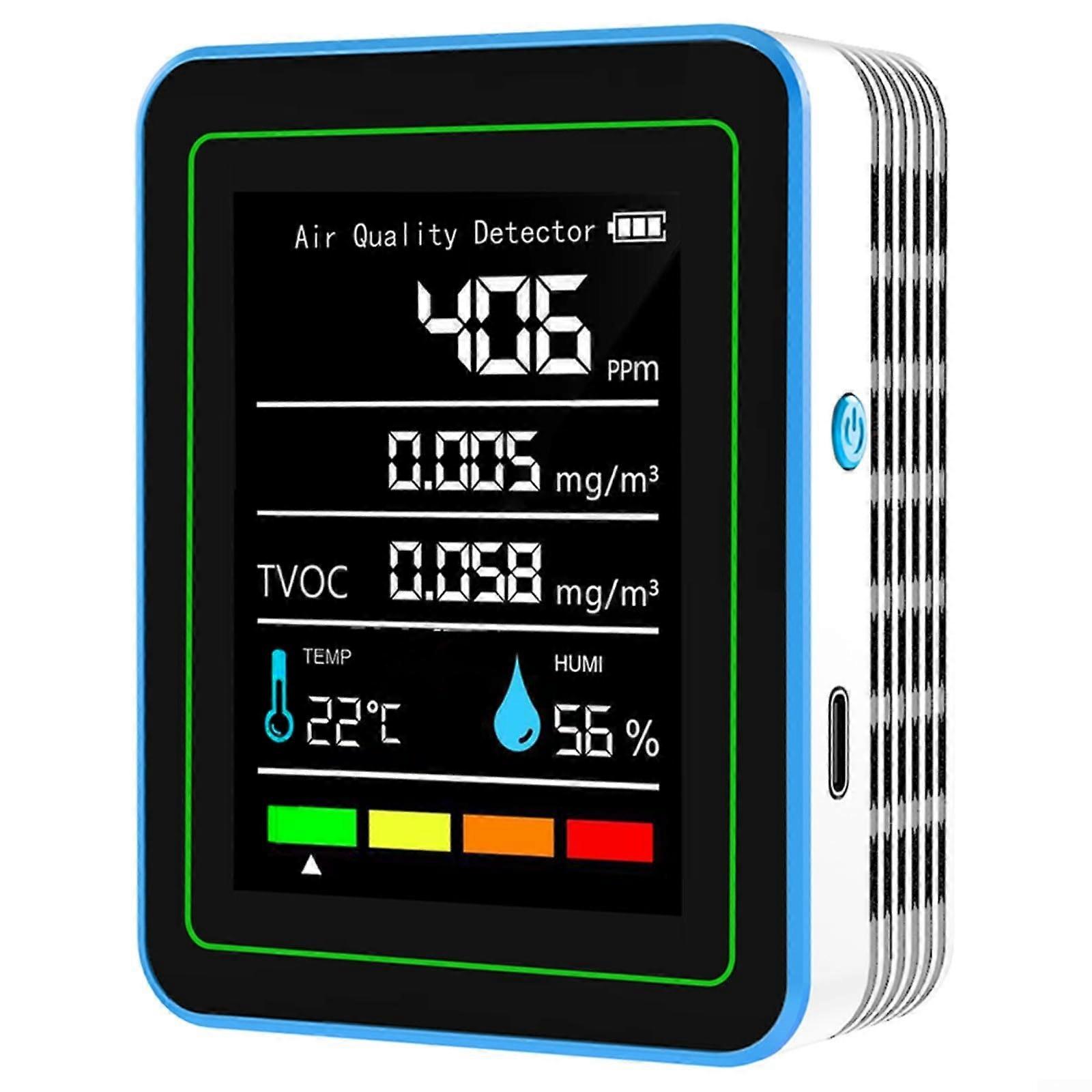 5in1 Indoor Air Quality Tester for TVOC Temperature and Humidity Monitor (White)