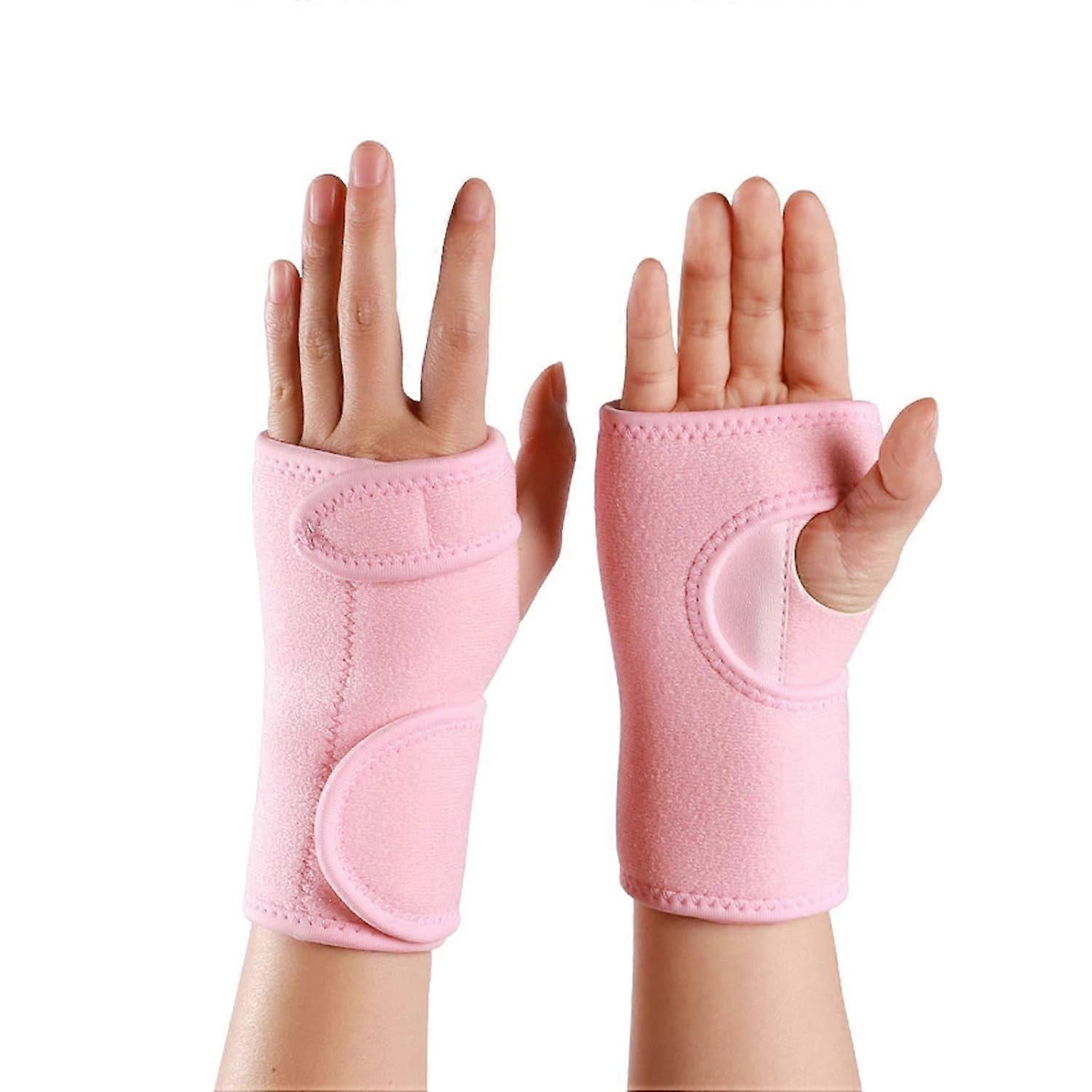 Wrist Support Brace with 2 Metal Splints for Carpal Tunnel (Right Hand, Pink)