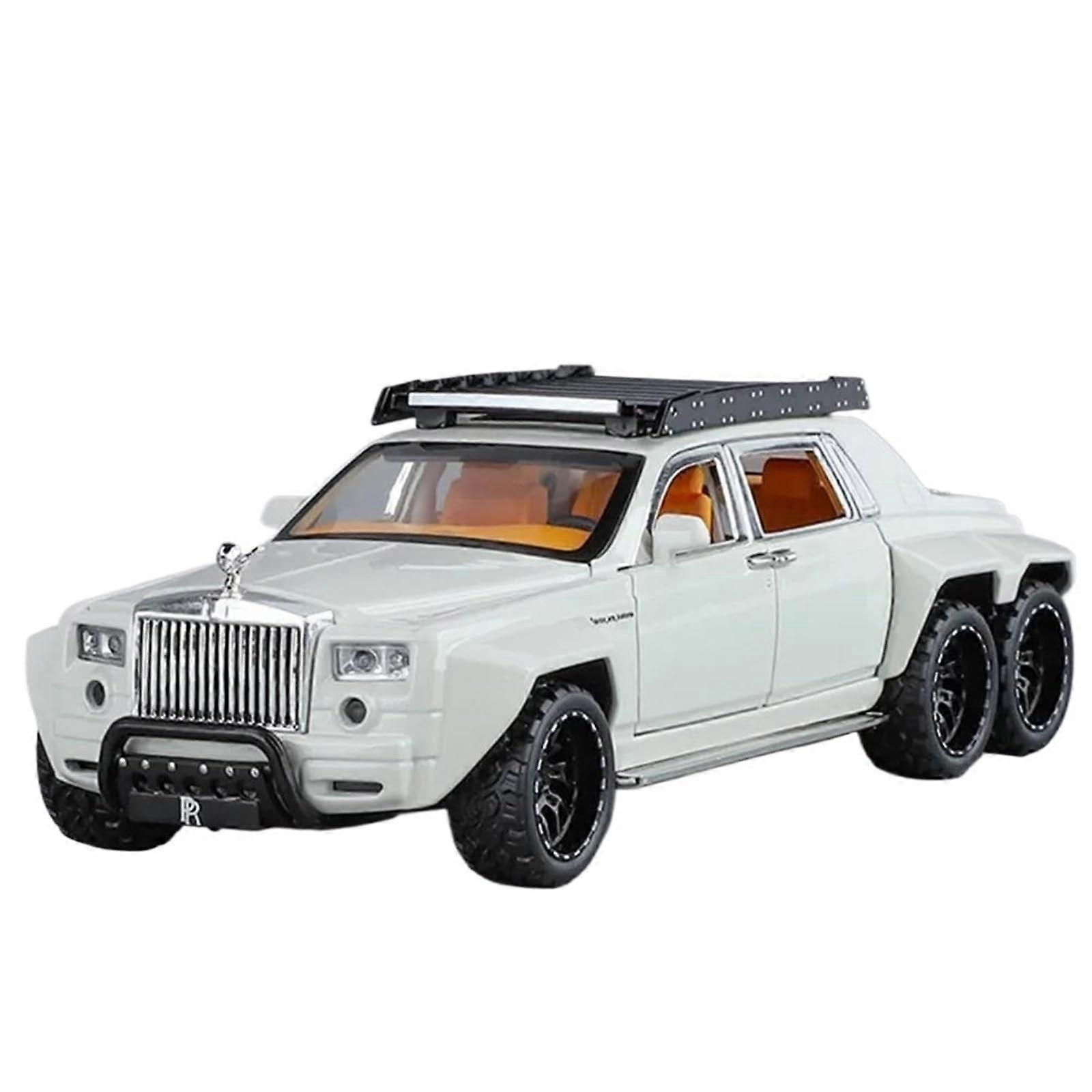 Die-Cast 1:32 Phantom 6X6 SUV Model Car Openable Doors Metal Vehicle Simulation Collection White