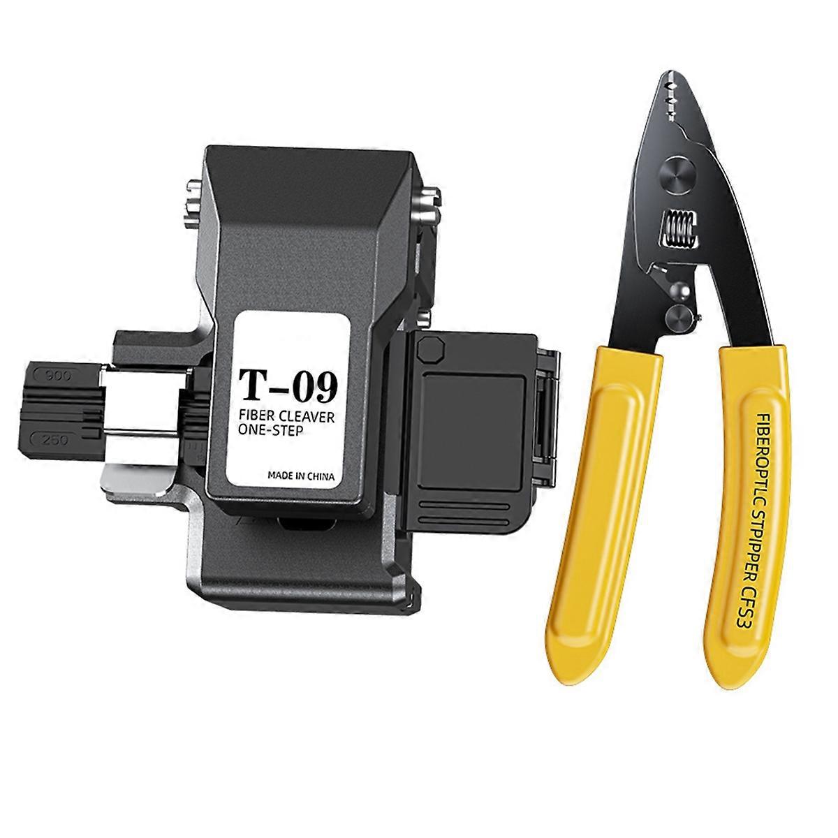 T-09 One-Step Fully Automatic Fiber Optic Cleaver+Pliers Black