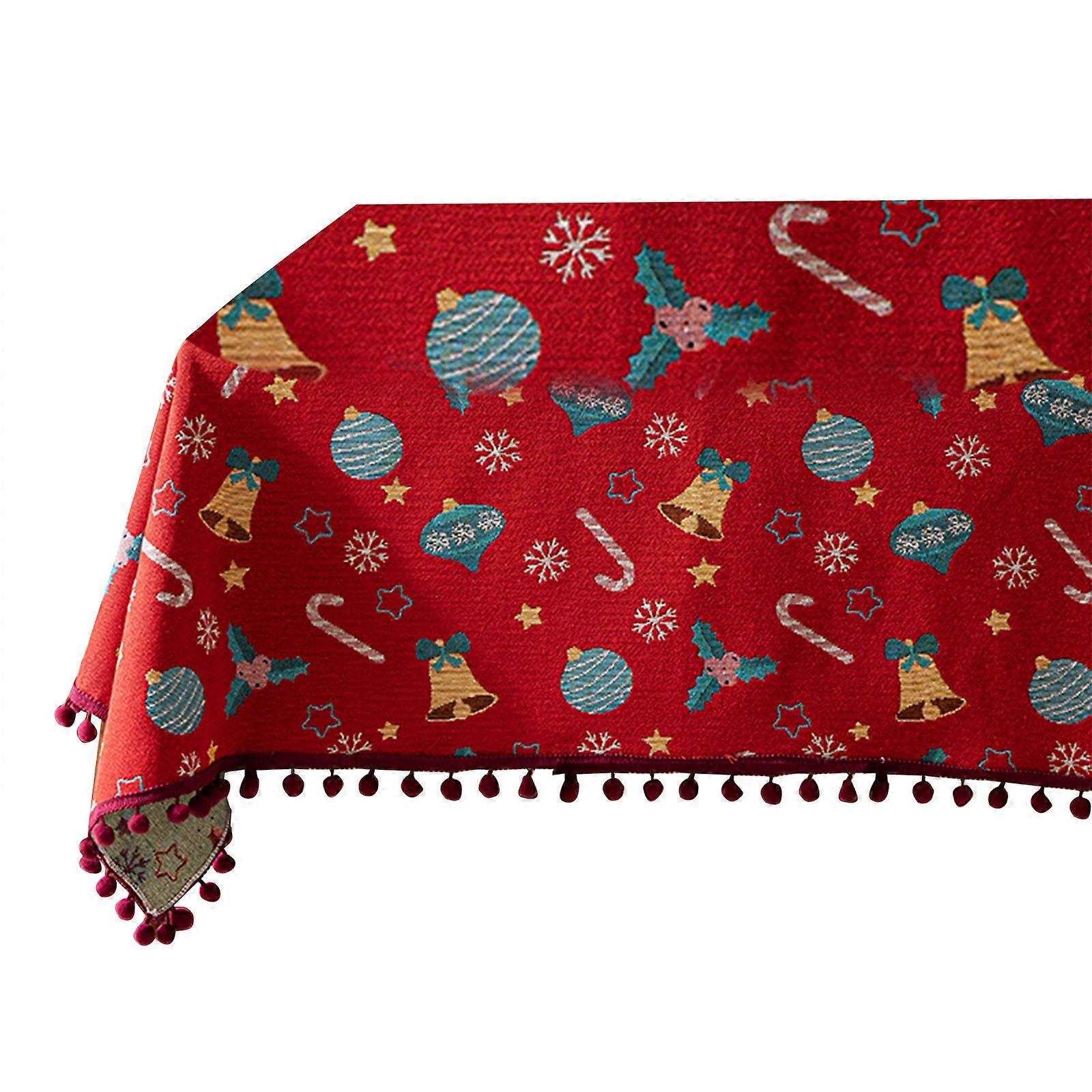 Christmas Celebration Tabletop Cover Cotton Linen Fabric Multiple Size Addition Available  Red