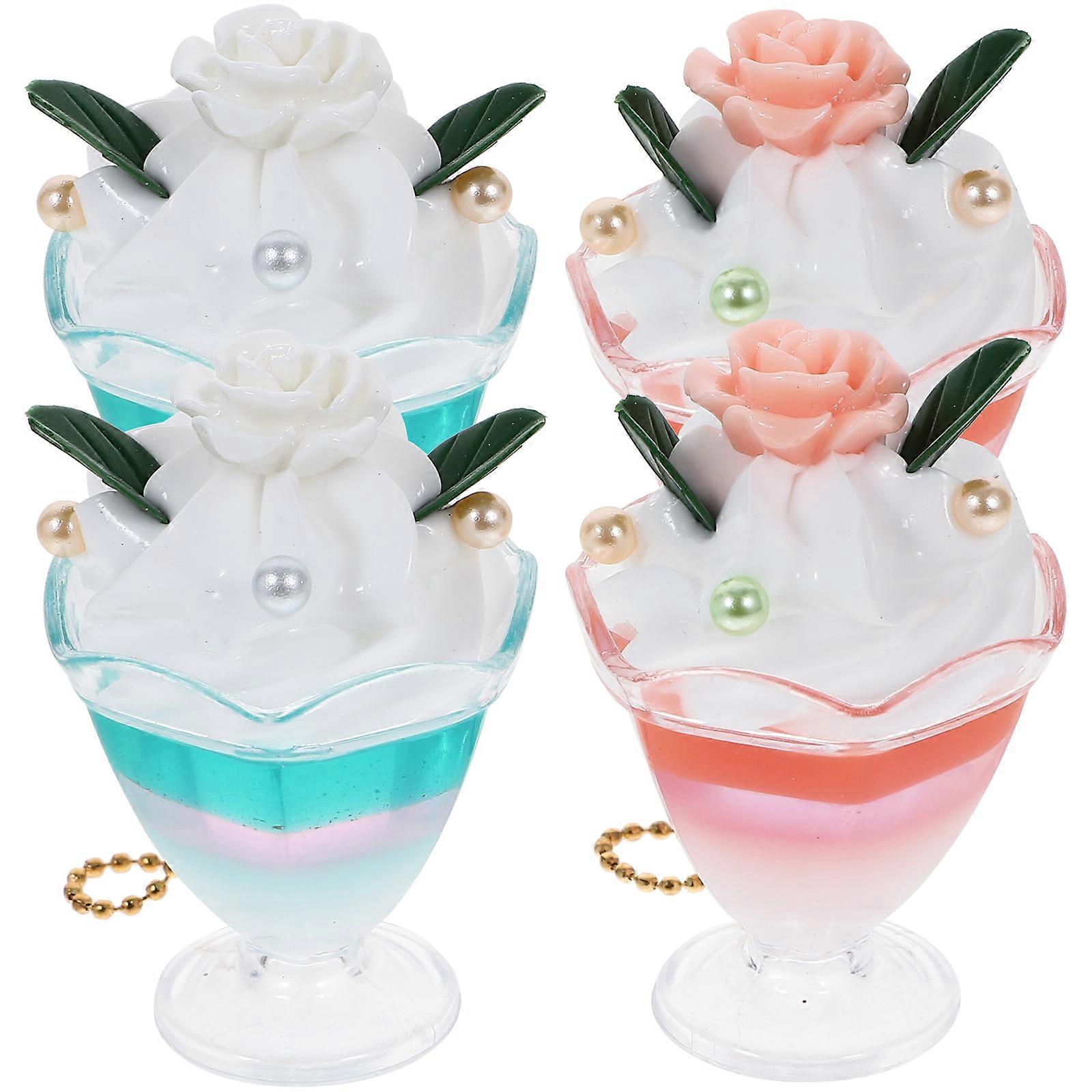 4pcs Ice Cream Hanging Ornament Cute Keychain Charms Party Favors Small Pendants for Purse Phone