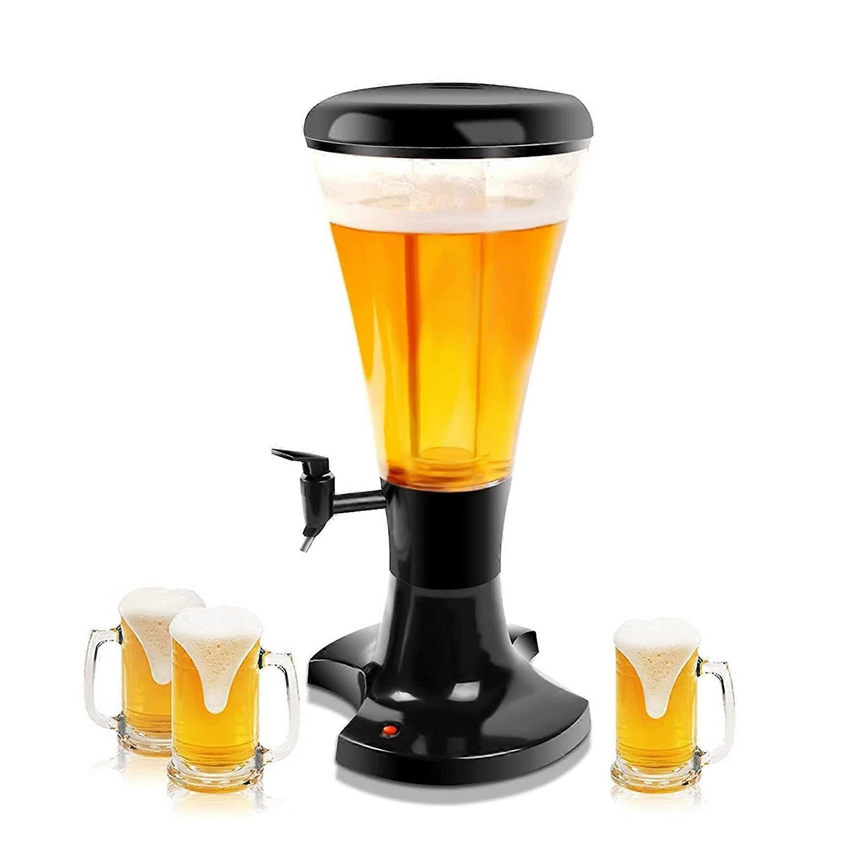 3 Liters Beer Tower Cold Draft Beverage Dispenser with Removable LED Lights Ice Tube for Parties Home Bar for Bar Home Party Ref: 9434