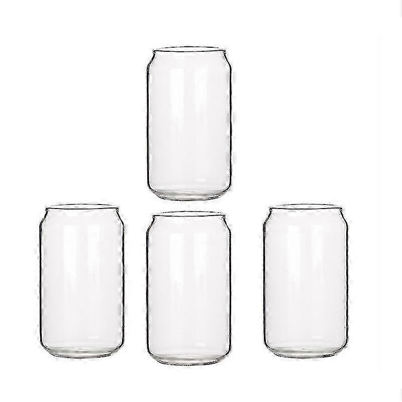 4 Pack Transparent Glass Cups for Water, Juice or Beer - Can-Shaped Design, 400ML Capacity