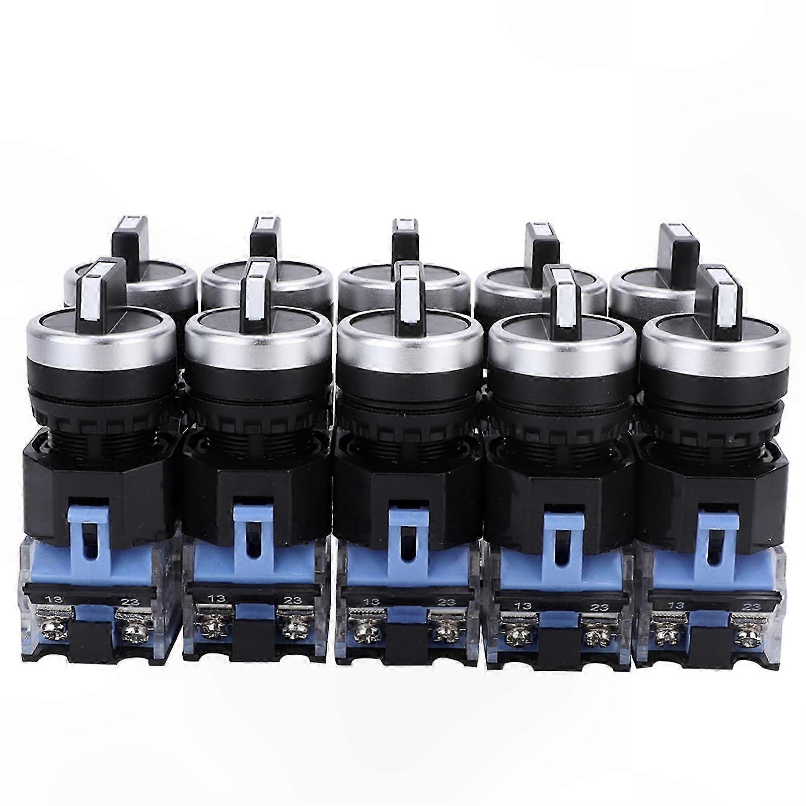 10 Pack 22mm 3-Position Rotary Selector Switch with Self-Locking Feature Maintained