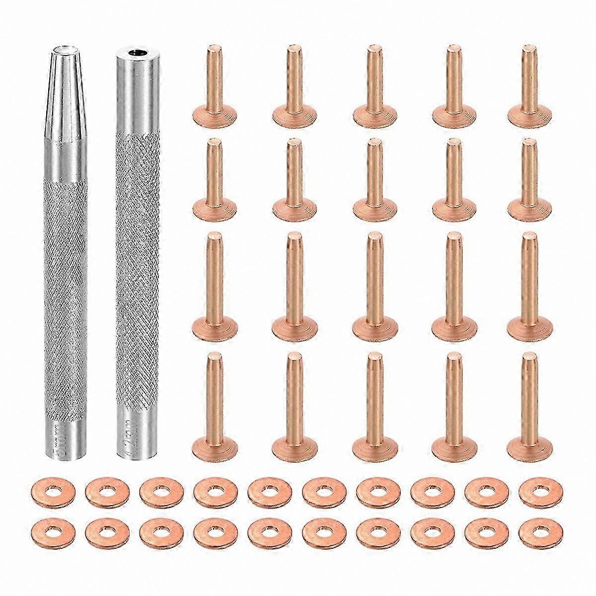 20-Pack Copper Rivets and Burrs with Punch for Leather DIY Projects