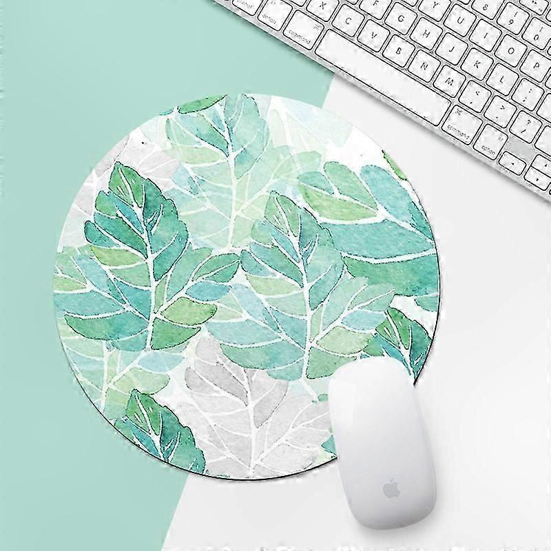 Circular Mouse Pad with Green Sunflower Design, 22cm Diameter for Comfortable Use