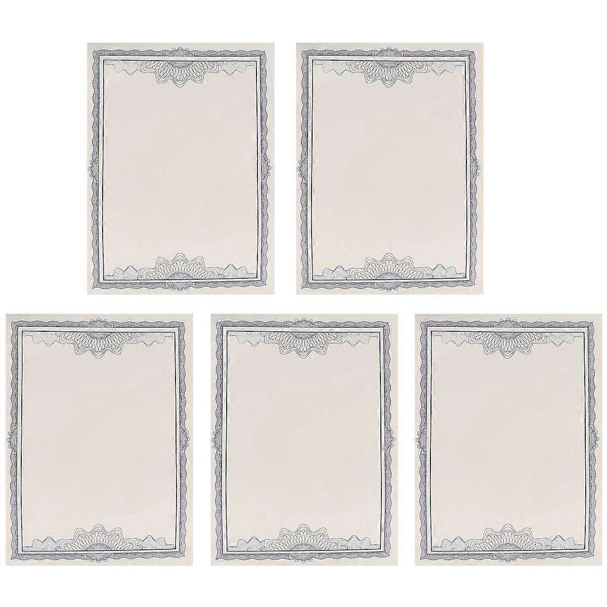 1 Set of 5Pcs Blank A4 Certificate Paper 12K Blue Border Inner Sheet Paper Core