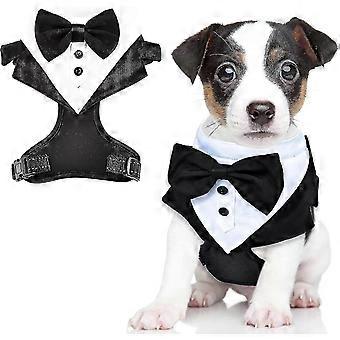 Dog Tuxedo Bandana, Black Bow Tie Dog Harness, Adjustable Dog Tuxedo Formal Dog Harnesses Engagement Birthday Costumes The Best One