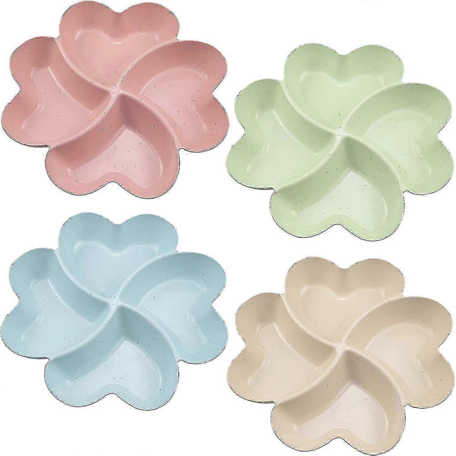 4pcs Multi-compartment Reusable Plastic Serving Trays Anti-slip Party Platters for Snacks