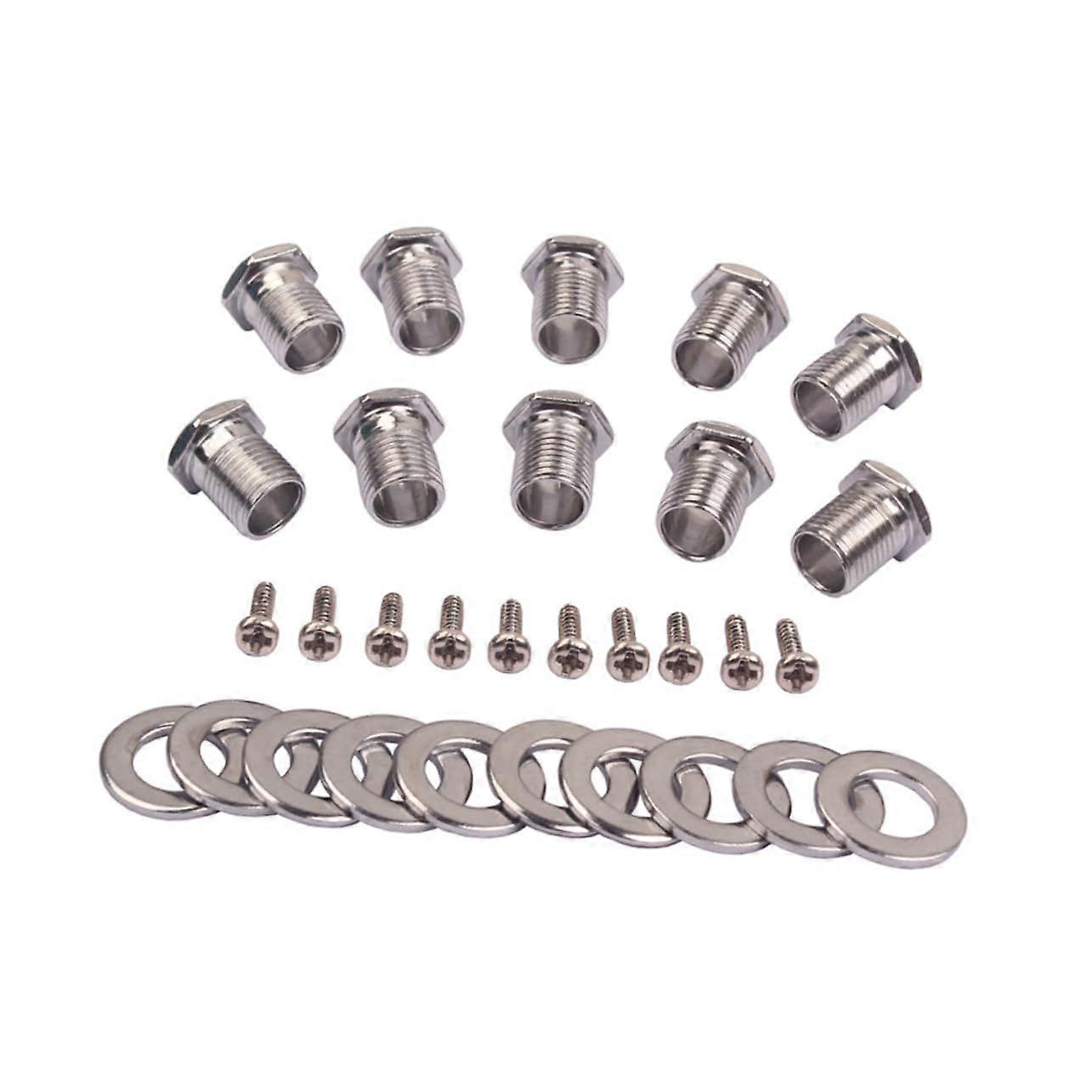 Metal Threaded Bushing for Guitar Tuning Peg 10pcs Ferrules 10pcs Mounting Screw