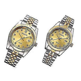 20X3.5cm Unisex Watches 2pcs Lovers Quartz Watches Wrist Watches Fashionable Women Men Watch (golden