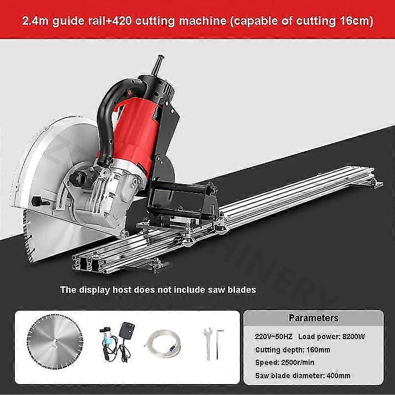 6800w Concrete With 2.4m Guide Rail Electric Grooving Large Wall Slotting Cutting Hine