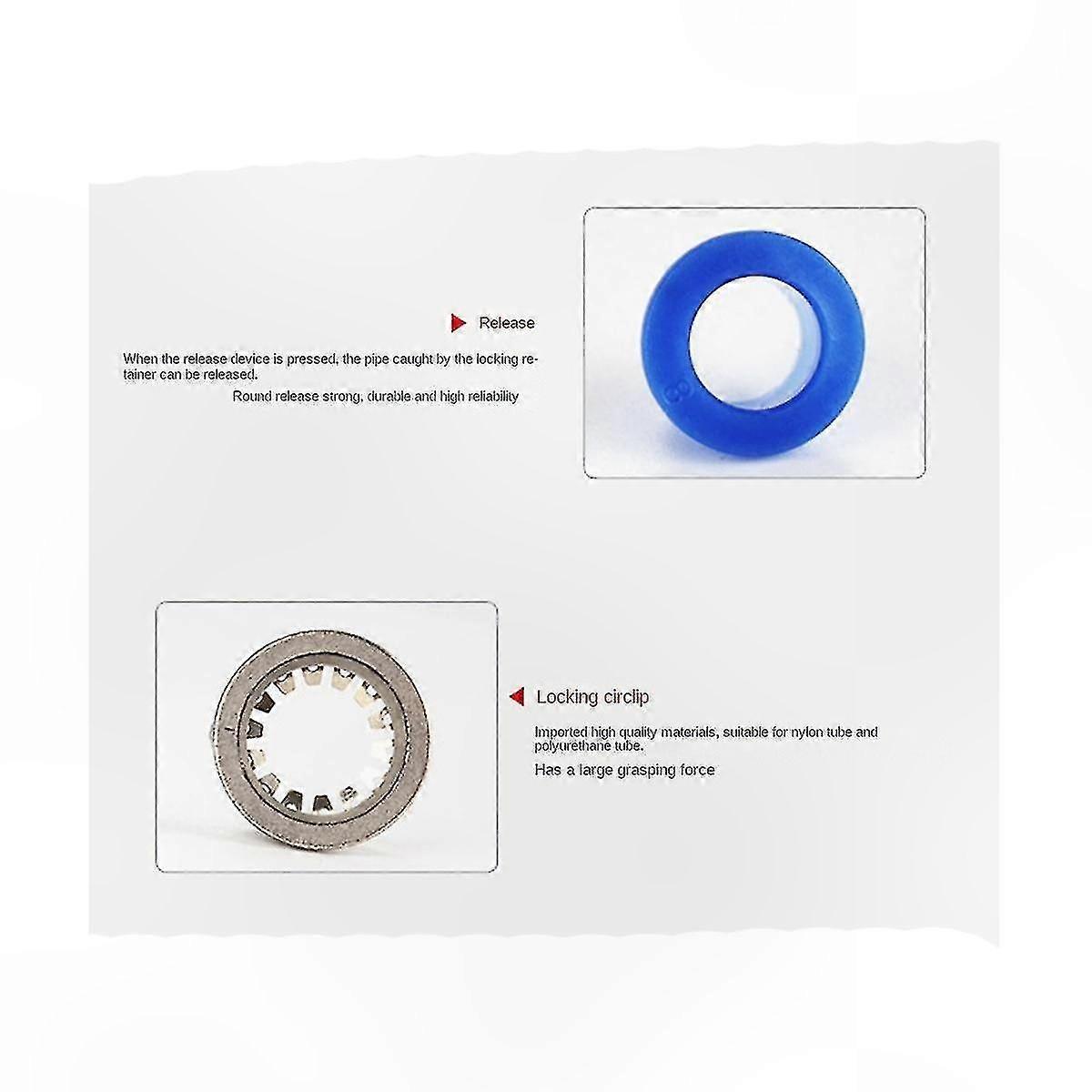 100 Pieces 3-Way Locking Air Pipe Fittings, Pneumatic Reducing Tee Connector, Quick Connect Peg 12-8 Adapter
