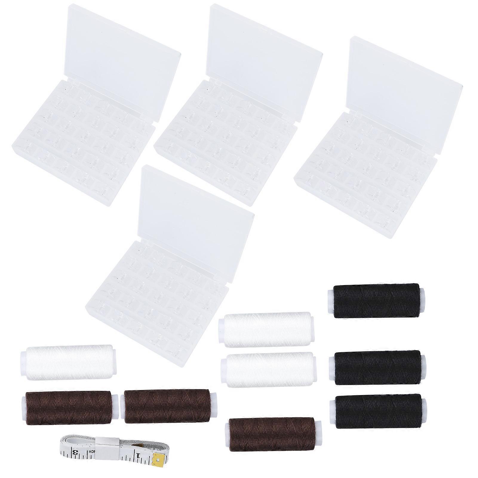 Empty Bobbin Transparent Plastic Spool Set for Sewing Machines