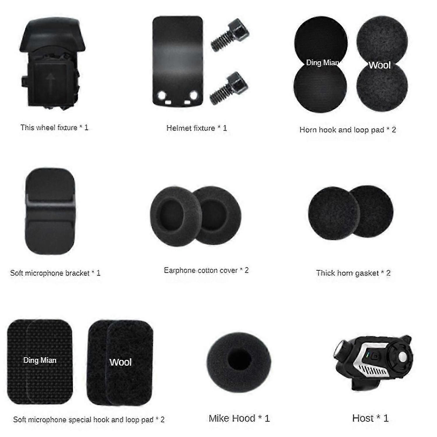 Motorcycle Helmet Intercom Bluetooth Headset with 2K Camera Recorder Intercom Car DVR Electric Vehicle Recorder,B