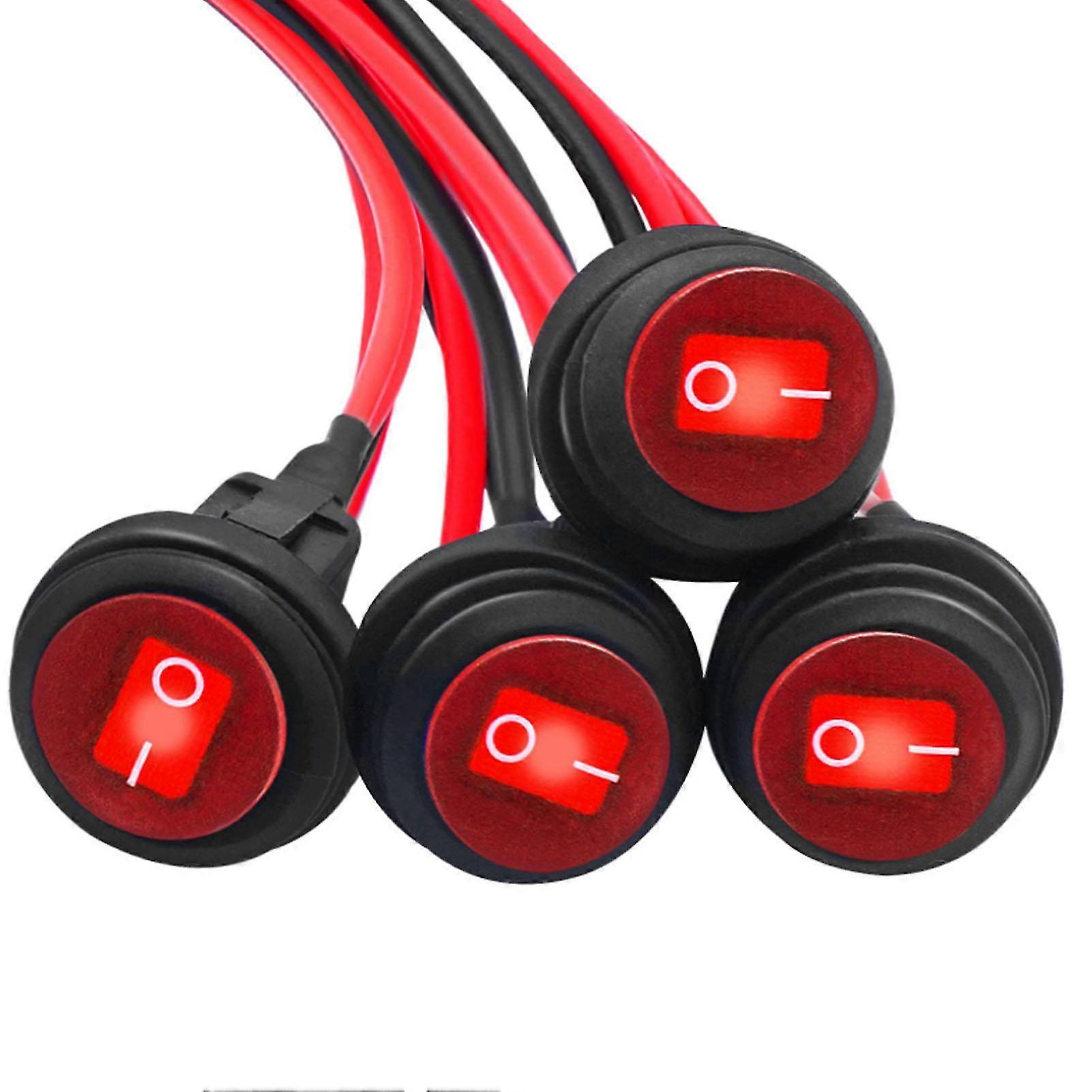 5Pcs 20MM 12VDC 3 Pin Round Rocker Switch with Lid Red Light ON Off Toggle for Car, Auto, Boat, Trucks 2025