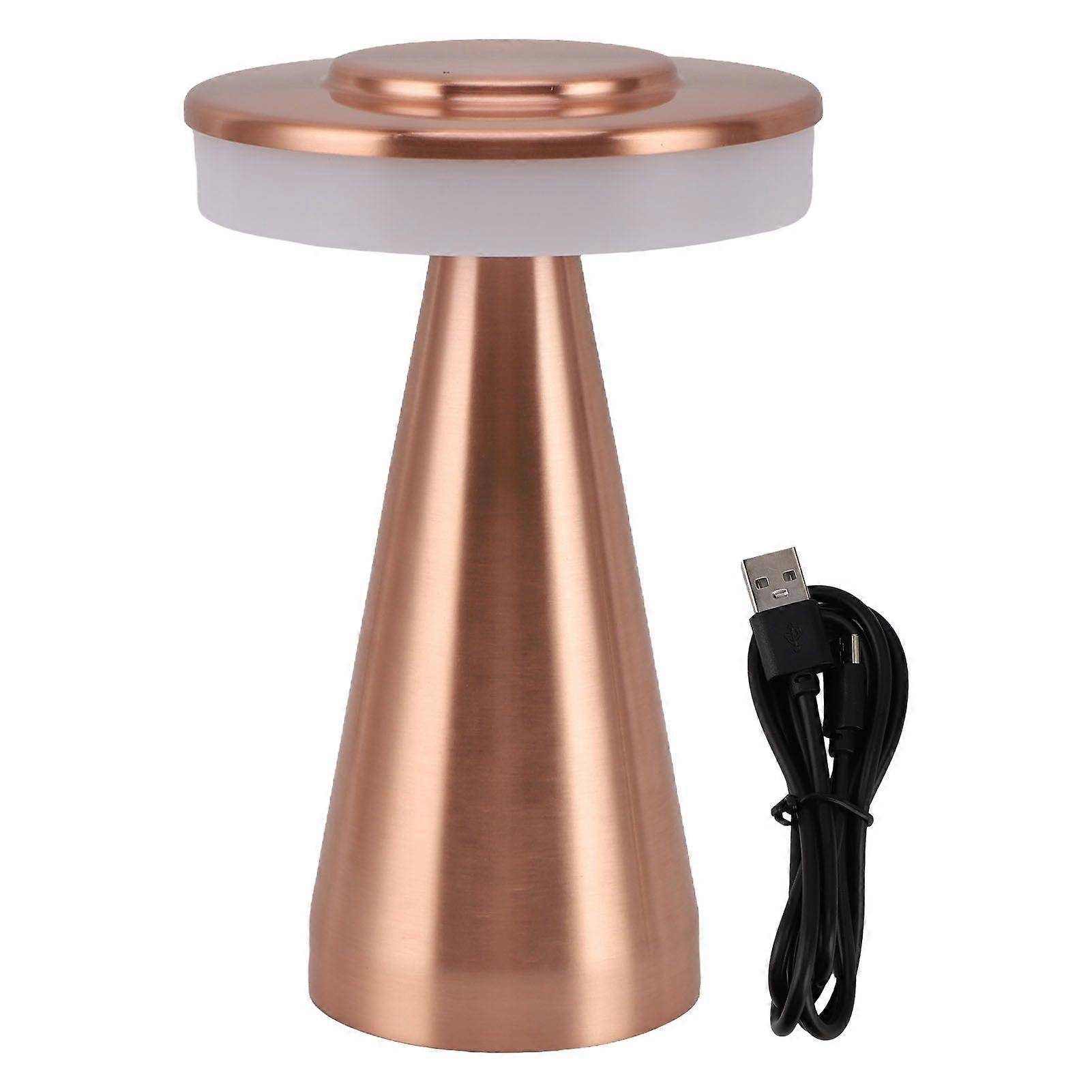 Portable LED Bedside Night Light 3 Color Temperature top Touch control Rechargeable Battery Bedside Lamp Rose Gold