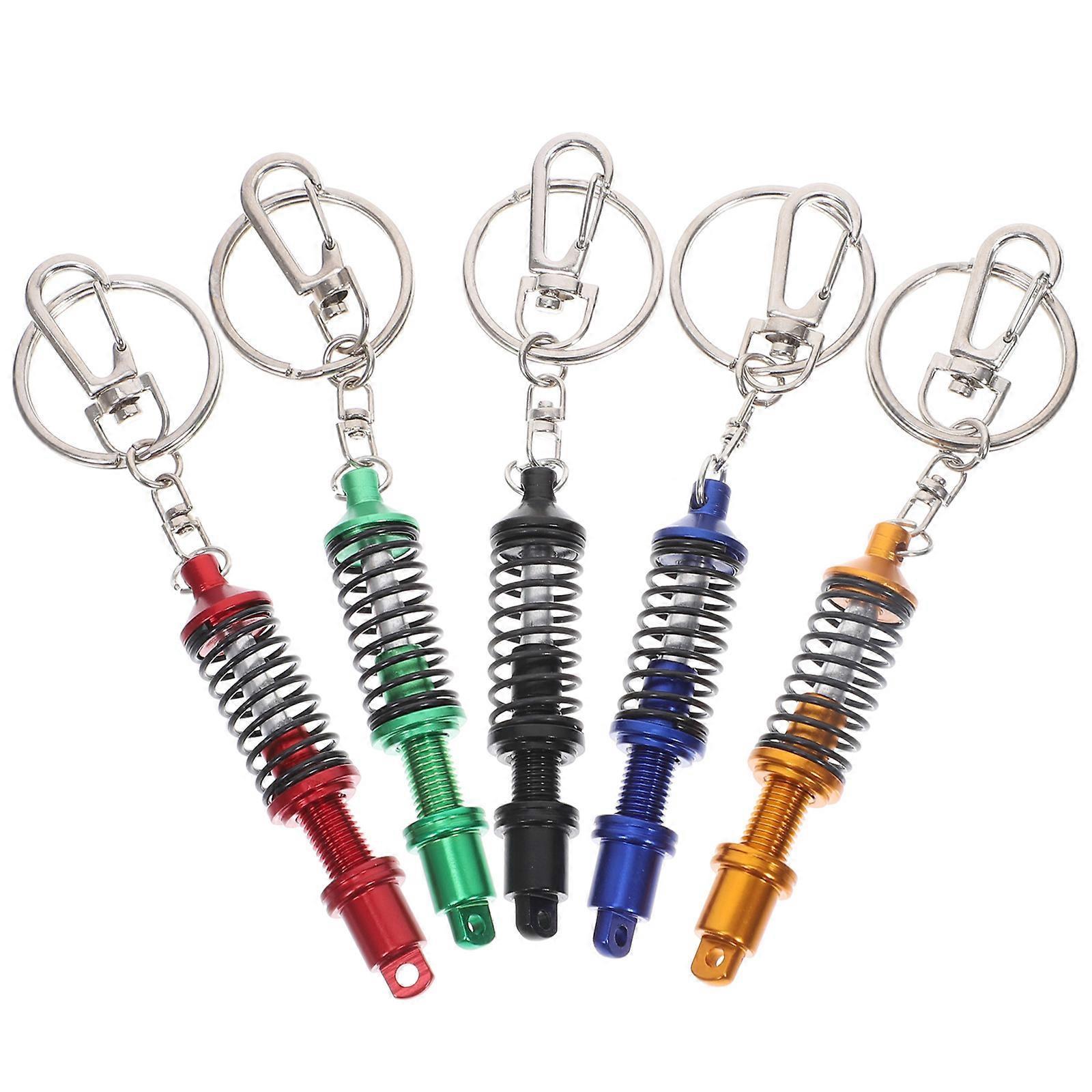 Shock Absorber Keychain Auto Part Key Chain Ring for Decoration Pack of 5Pcs
