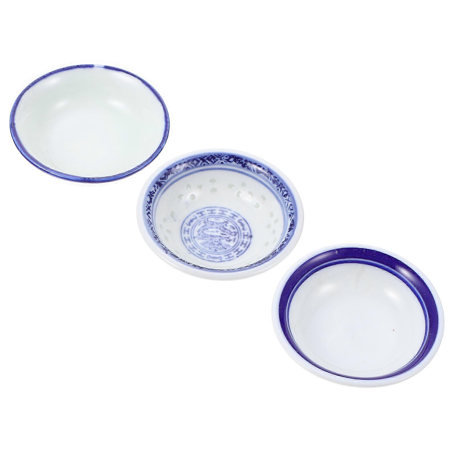 Ceramic Sauce Plates for Kitchen Use 3Pcs Blue Creative Vinegar Dishes