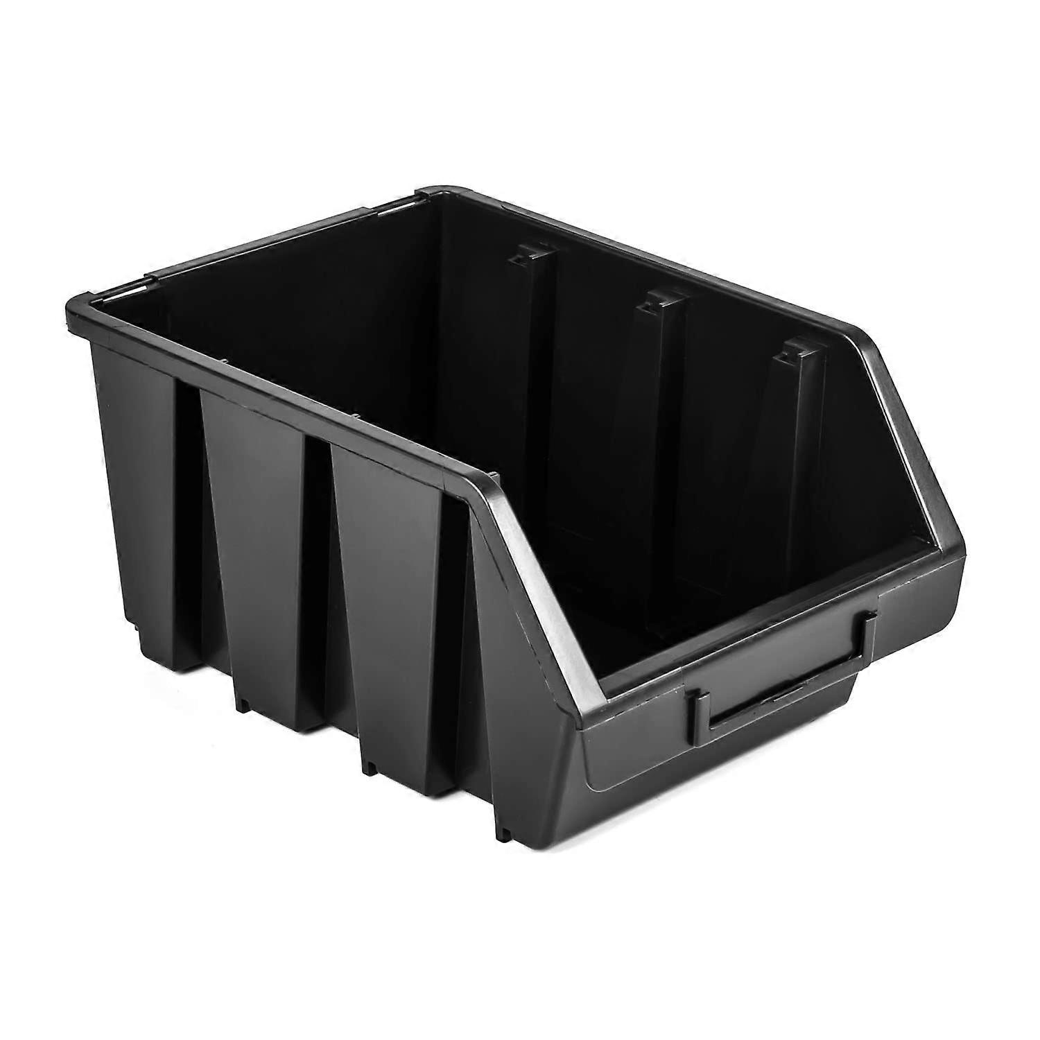 Storage Boxes With Lid, Black Plastic Stacking Boxes 24 X 17 X 12.5 Cm Pack Of 5