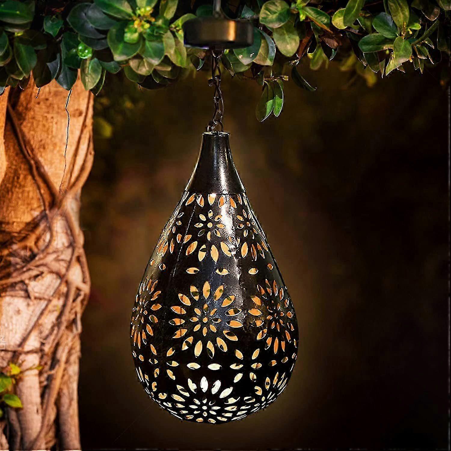 مصباح فناء خارجي يعمل بالطاقة الشمسية ، مصباح معلق من الحديد بتصميم ديزي ، ضوء قلادة إسقاط السياج LED ، إصدار التخليص