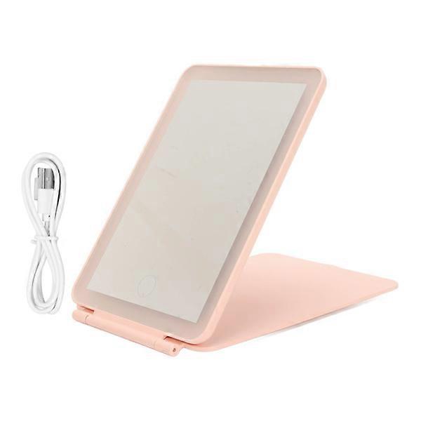 Illuminated Makeup Mirror 3 Colors Light Modes Foldable Rechargeable Portable Mini Makeup LED Mirror for Travel Home Use Pink