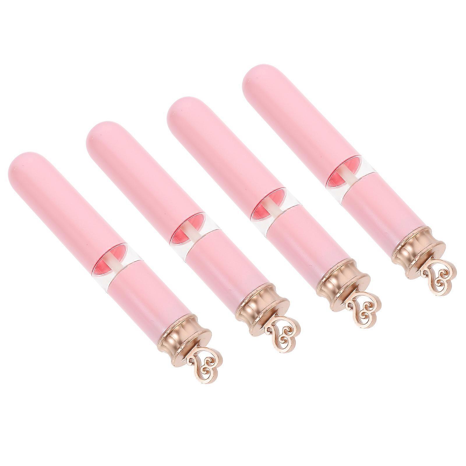 Lipstick Container Heart Shaped Lip Gloss Tube for Lip Liquid Holder Daily Use Pink Abs Material 4Pcs