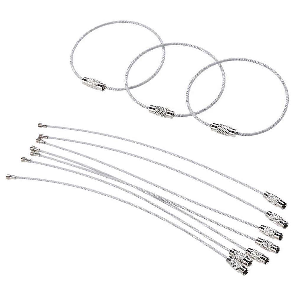 Wire Keychain Cable for Tag Keepers with 25Pcs Heavy Duty Steel Wire Key Rings