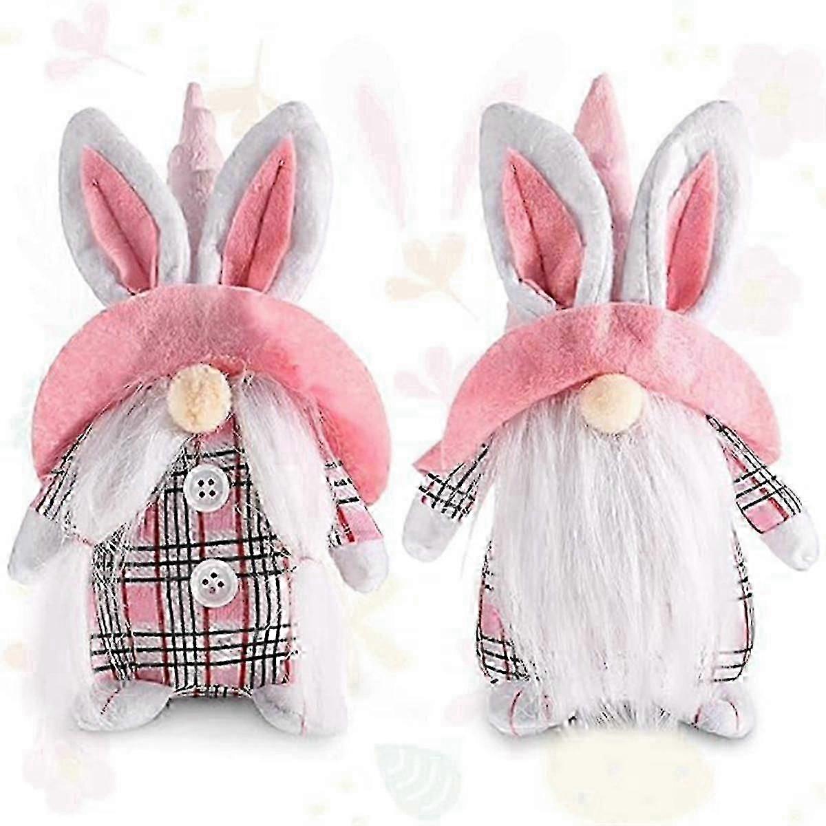 2 Pieces Bunny Gnomes Rabbit Easter Gnome Elf Dwarf Holiday Home Decor Spring Easter Decoration Col