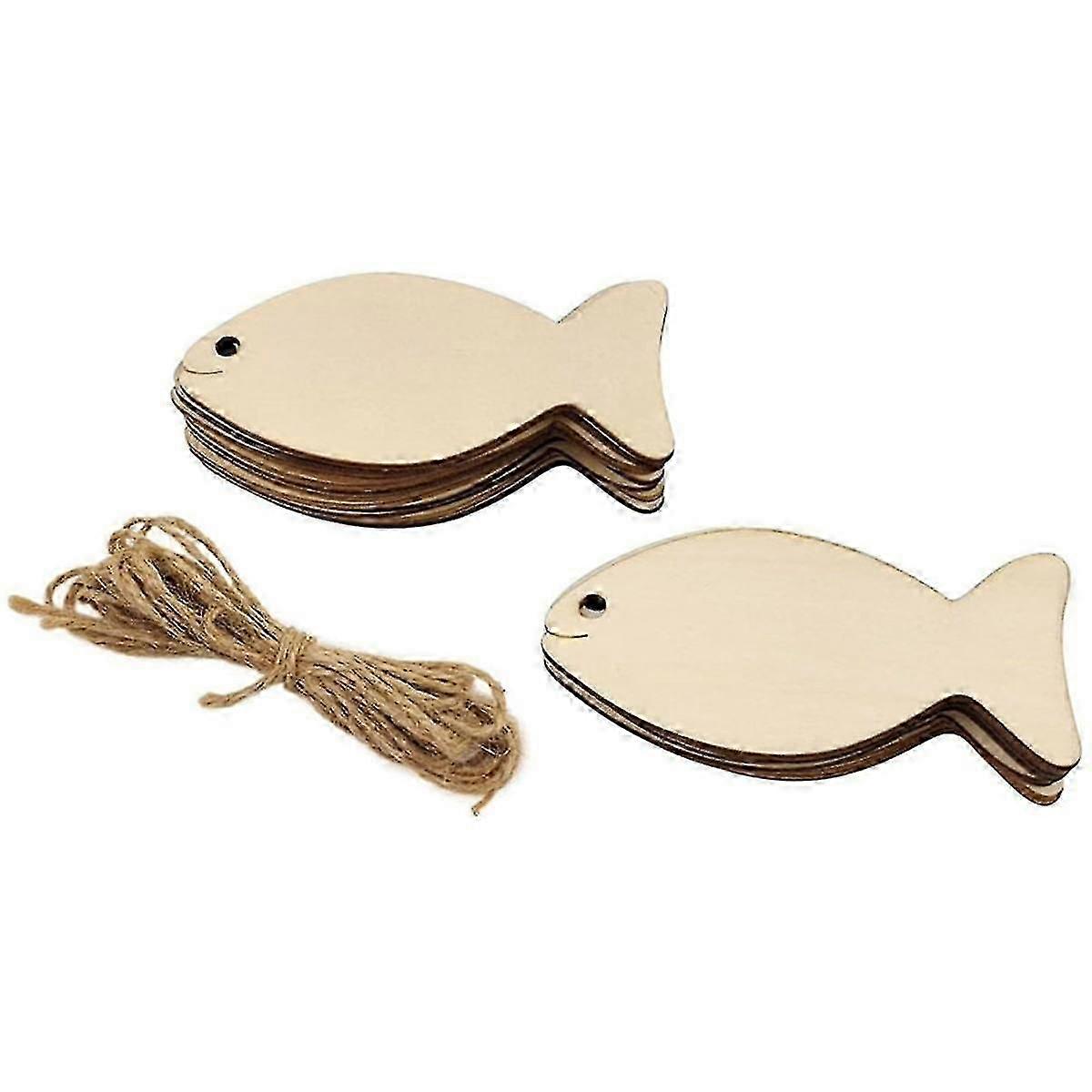 100PCS ξύλο ψάρια cutouts ημιτελή ξύλινα ψάρια κρέμονται στολίδια DIY ψάρια σκάφος δώρο ετικέτες για μέρος