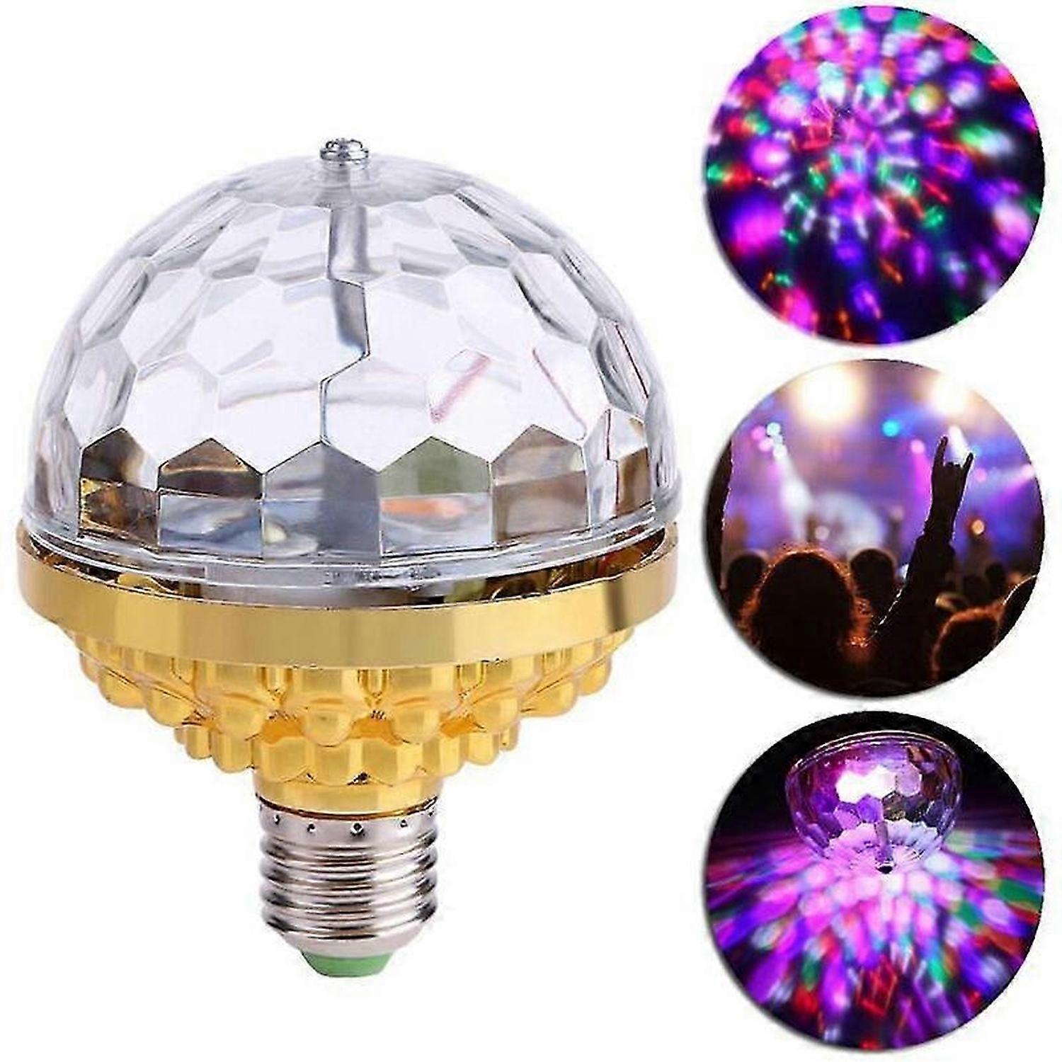 LED disco lamp - rotating bulb - multi-colored faceted ball light - E27 base
