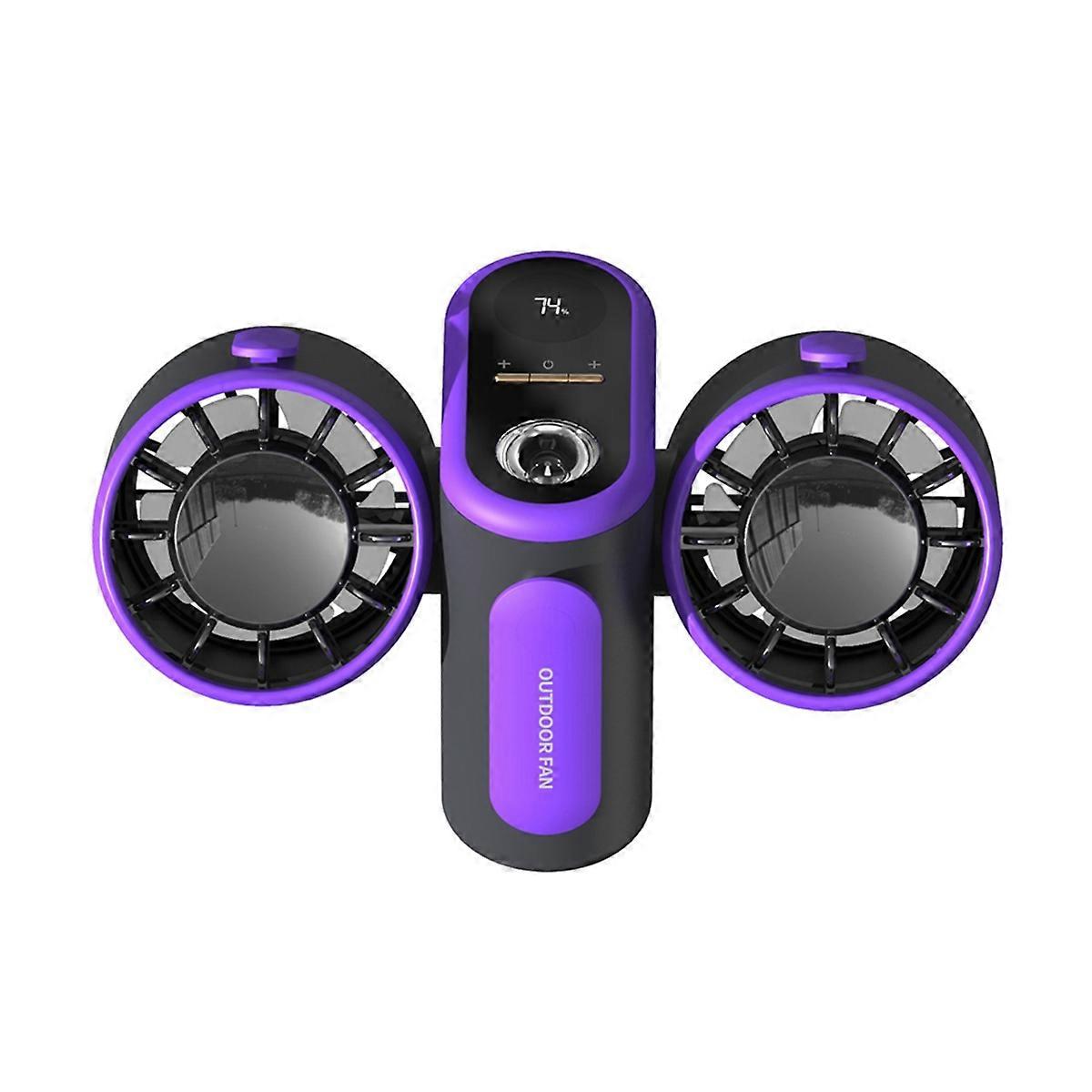 Fan Double-headed Waist-mounted Fan Power Bank,Gray&