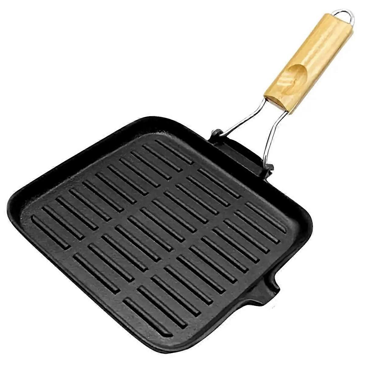 Frying Pan Cast Iron Non-Stick Griddle Pan Cast Iron Skillet with Foldable Handle for Cooking Baking Grilling Stove Oven