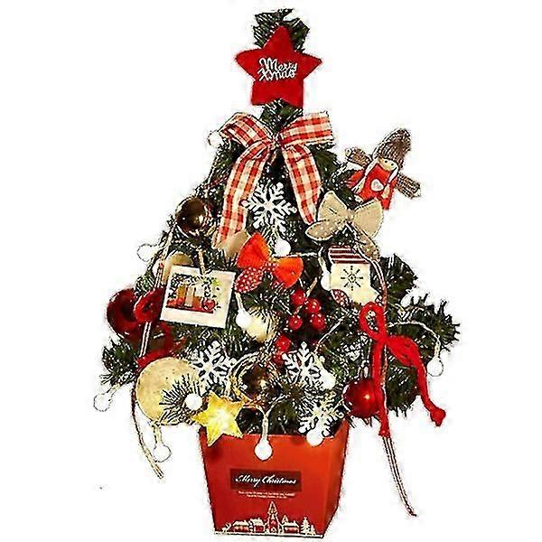 Mini Red Desktop Christmas Tree - Compact Festive Decoration for Office and Tabletop Display