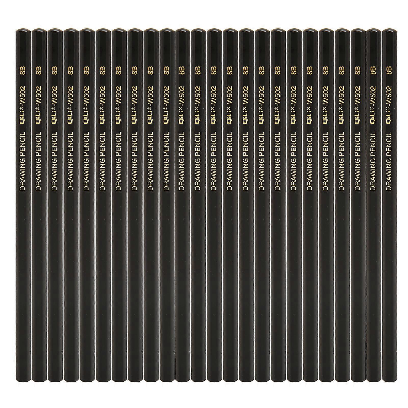 24 Pack Hexagonal Barrel Graphite Drawing Pencils, Break Resistant, Multi-Purpose, for Students and Beginner Artists, 8B