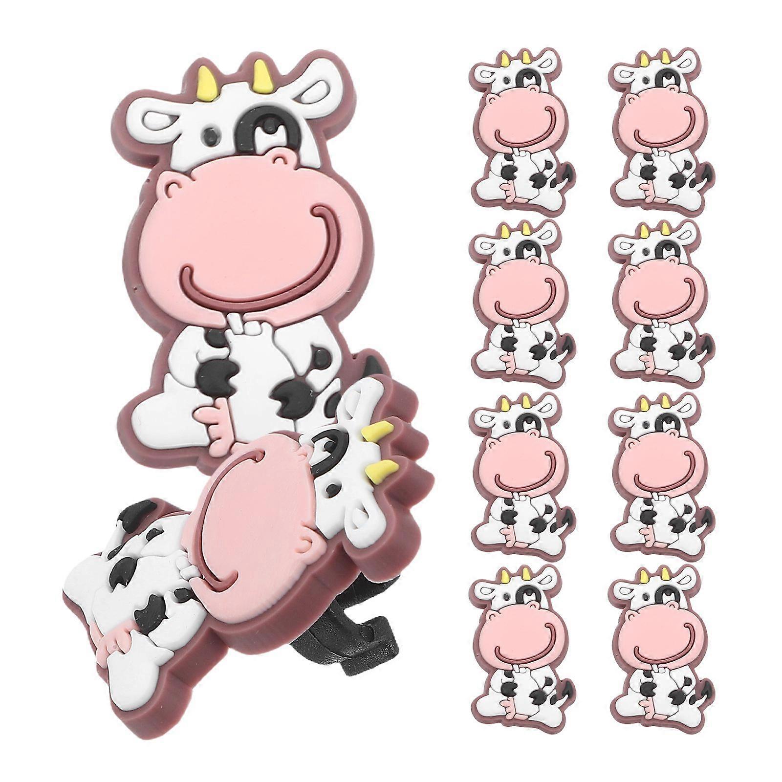 20pcs Cute Pencil Topper Decorations Soft PVC Pencil Clips Cartoon Cow shaped Gel Pen Charms for Kids Students School Classroom Rewards
