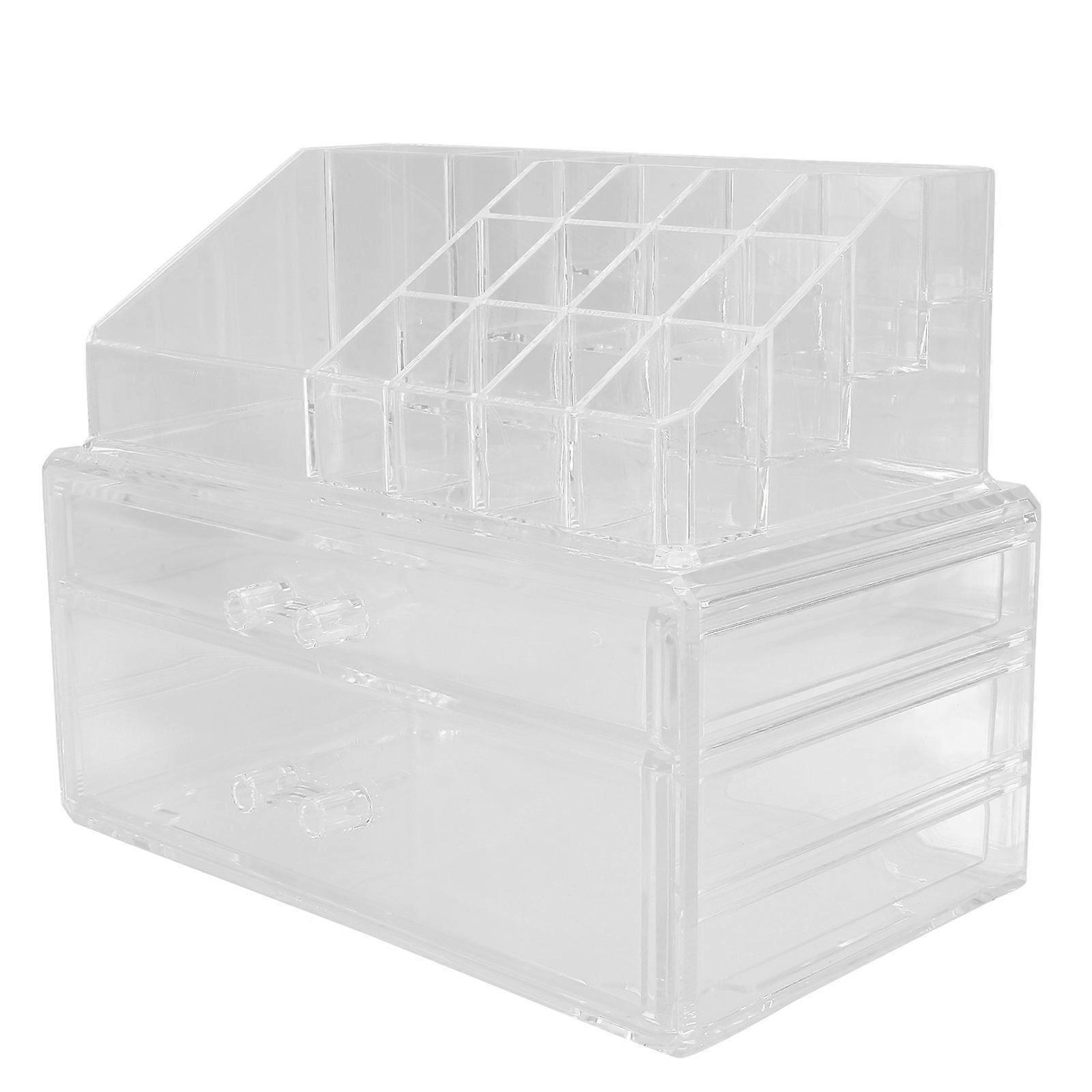 Cosmetics Organizer Acrylic Storage Container for Makeup 2Pcs Transparent