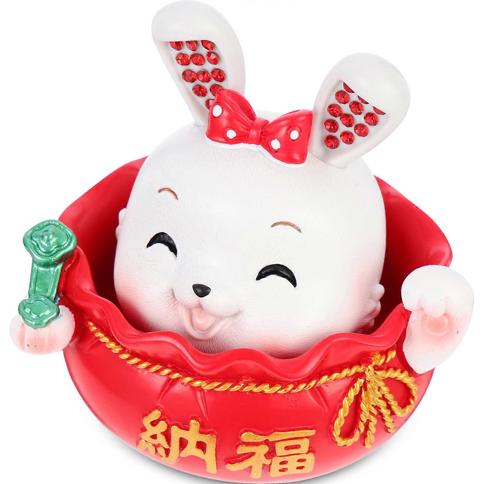 Red Desktop Bunny Ornament Resin Craft Rabbit Statue for Home Decor 3Pcs