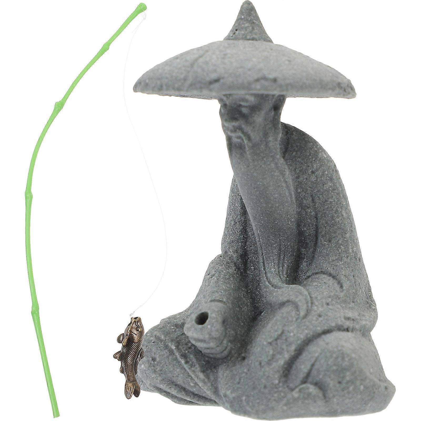 Resin Fisherman Figurine for Desktop Ornament 4Pcs Colorful Figurines