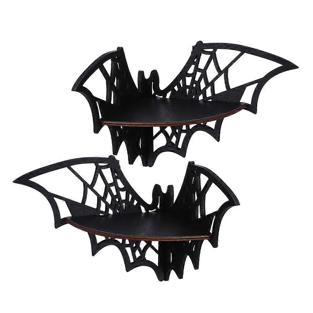 Decorative Hollow Design Floating Shelf 2Pcs Wooden Spider Web Rack Suitable For Halloween Home Decor