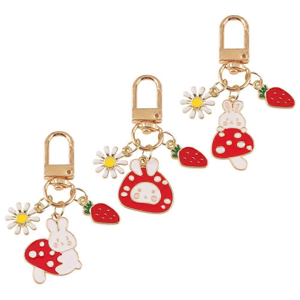 Rabbit Pendant Keychain Metal Accessory for Decoration 9Pcs