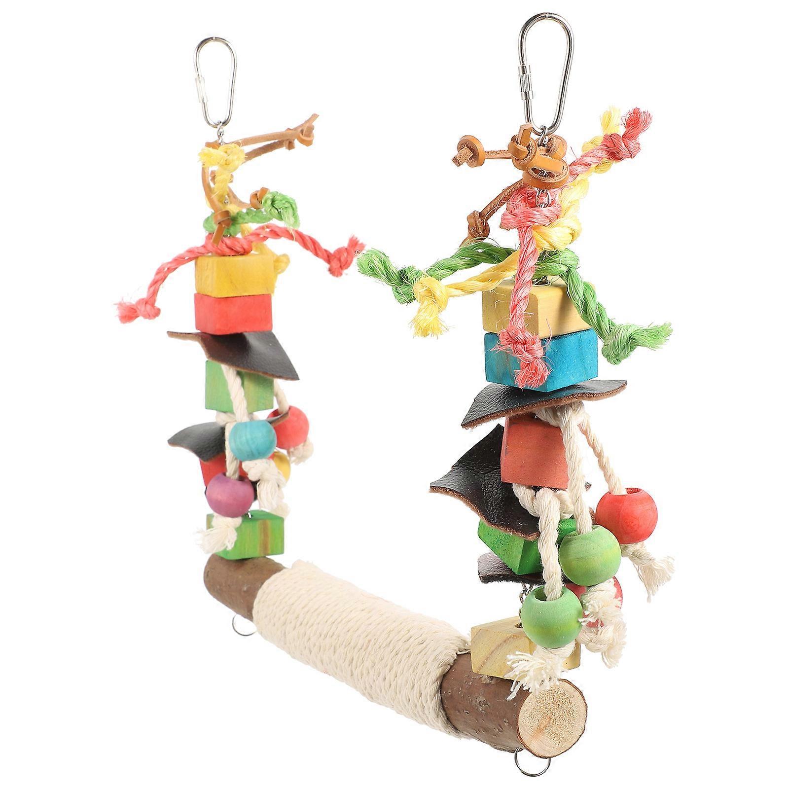 Birdcage Accessories Parrot Swing Toy 4Pcs Indoor Entertainment Balance Training Square Design For Parakeet And Finch