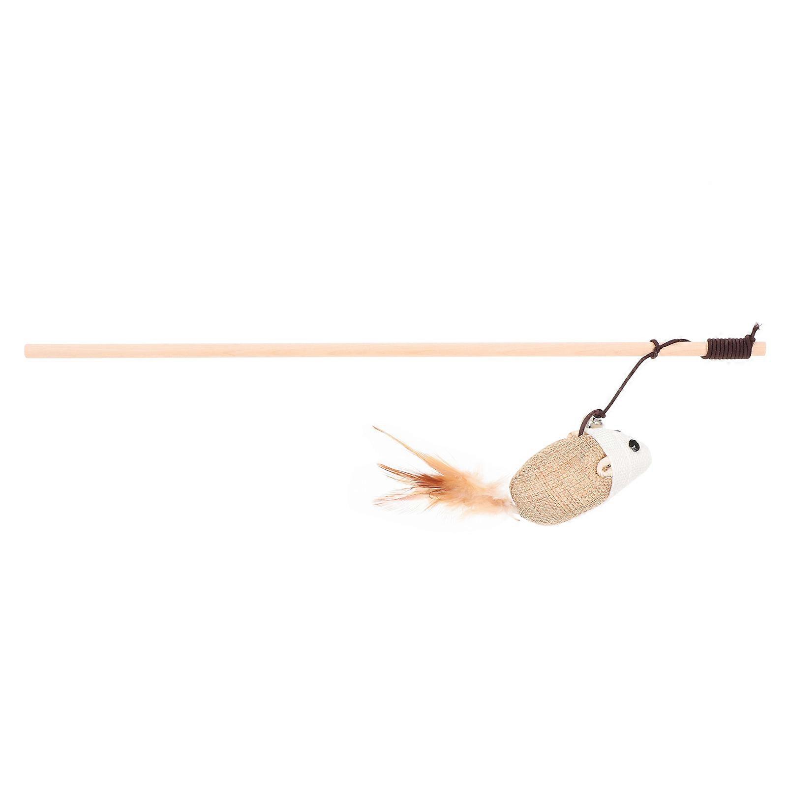 Interactive Cat Teaser Wand For Bonding With Pet Durable Wood And 1Pcs