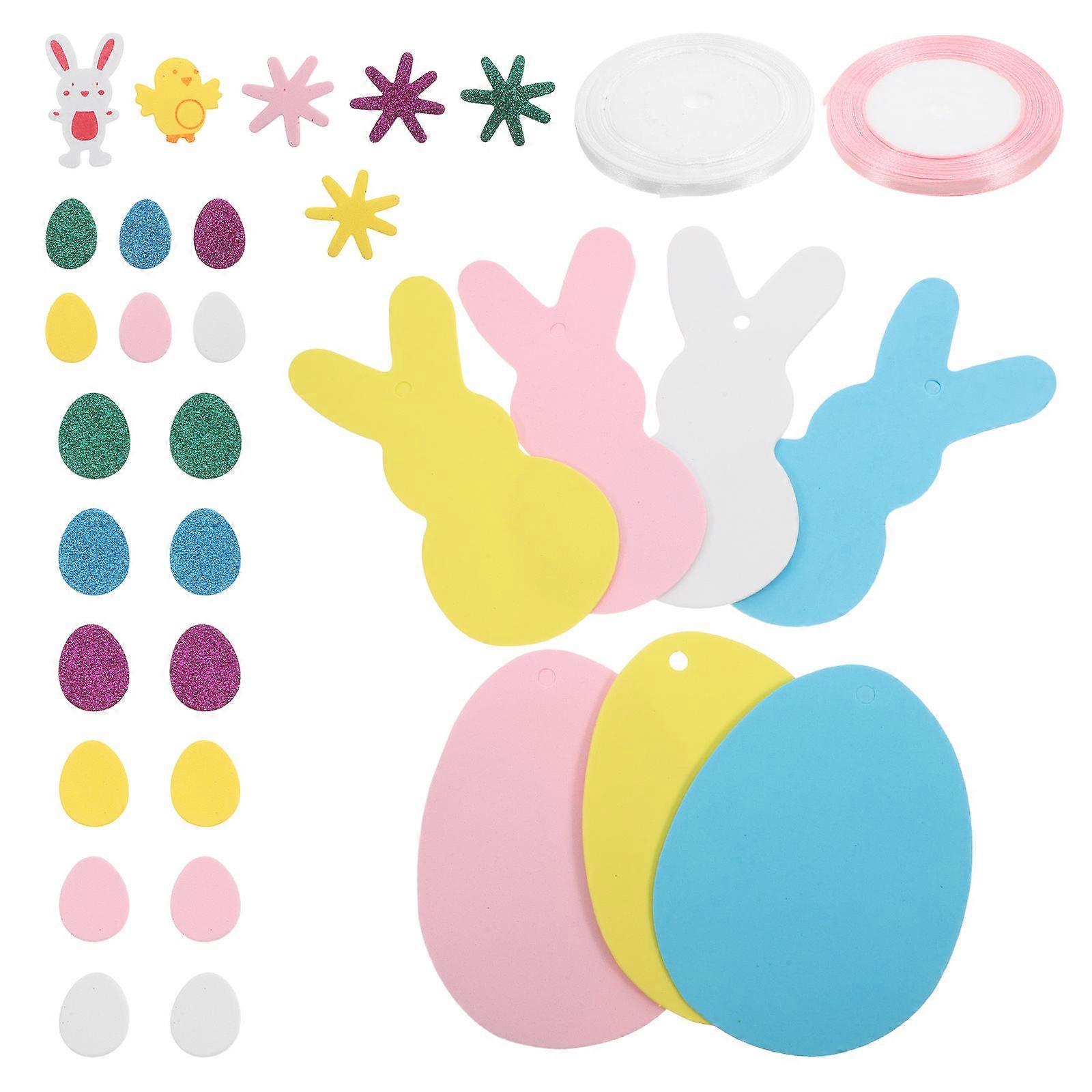 Assorted Color 3 Sets Bunny And Egg Foam Stickers For Children DIY Projects Easter Celebrations Hanging Decorations