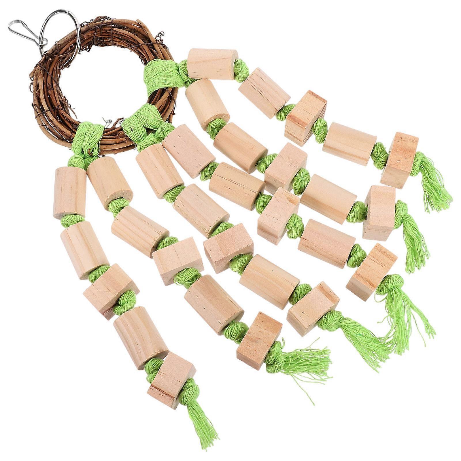 Bird Hanging Chew Toy 2Pcs Parrot Wooden Chewing Toy Simple Design Suitable For Birds 36x14cm Ornament