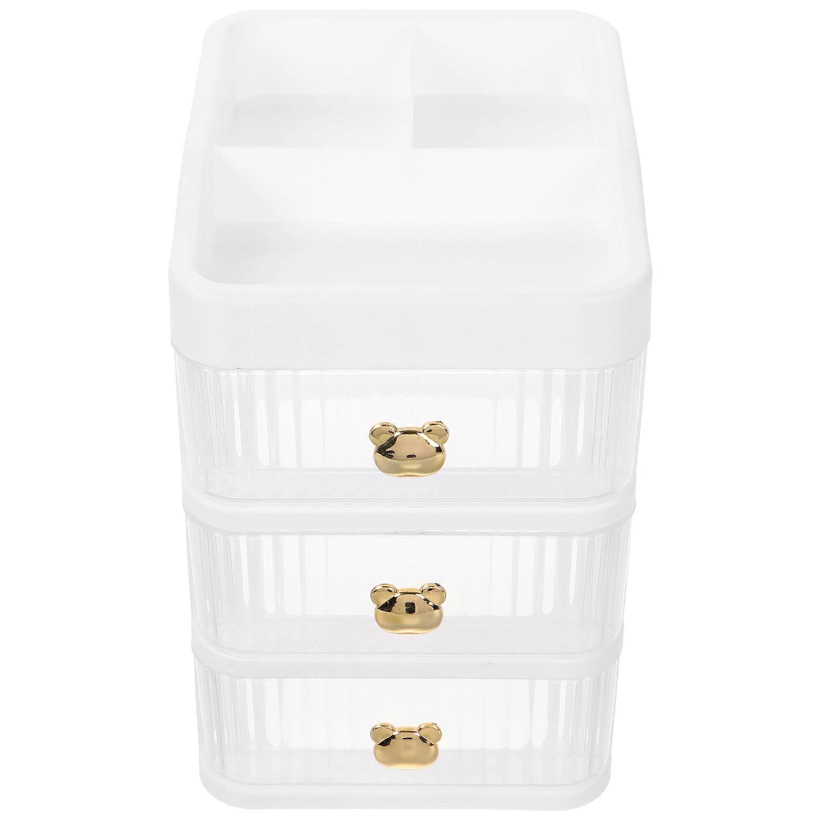 Drawer Style Skincare Storage Organizer 2Pcs Suitable For Vanity Space With 3 Drawers Made Of Plastic
