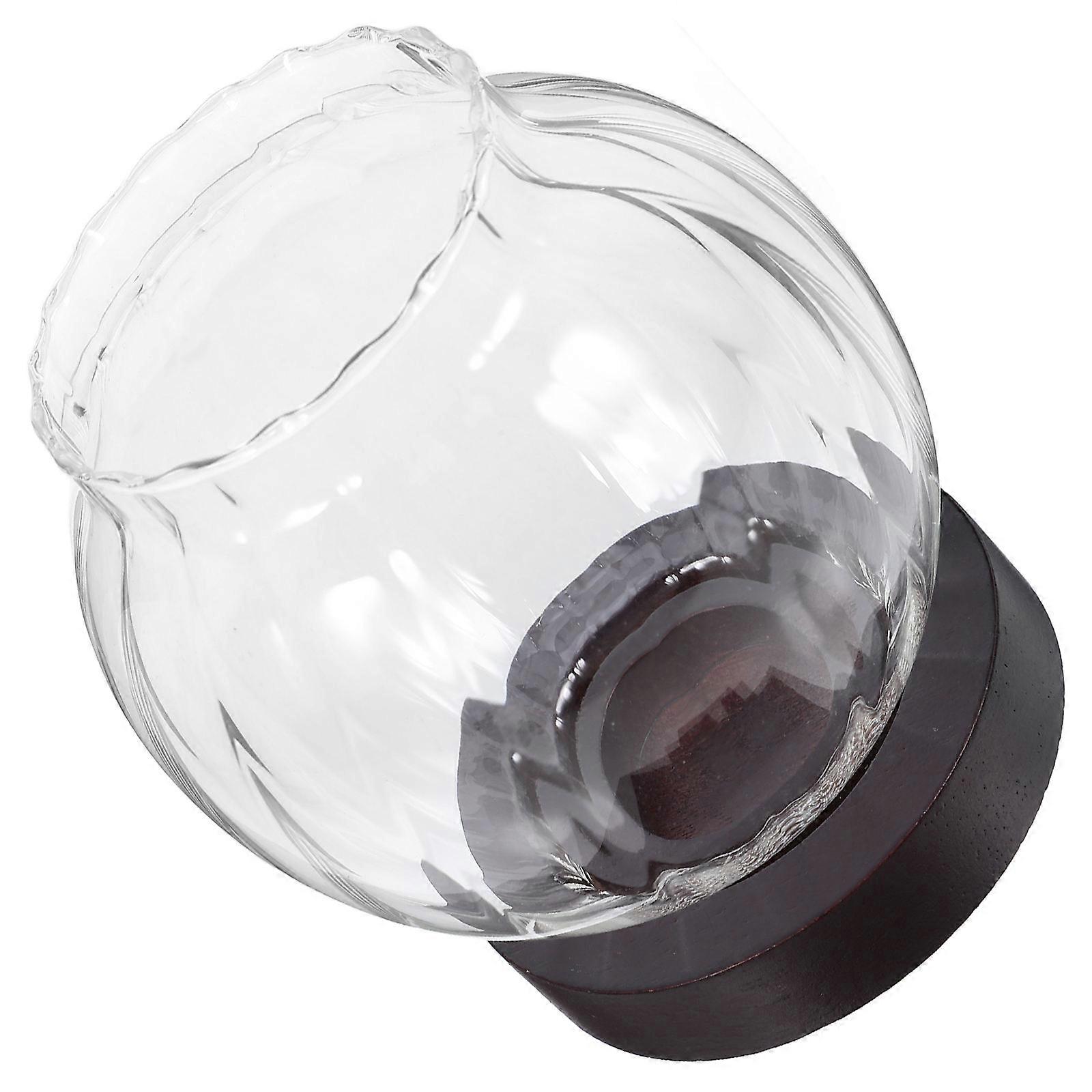 Windproof Glass Candle Holder 2Pcs Decorative with Wood Base