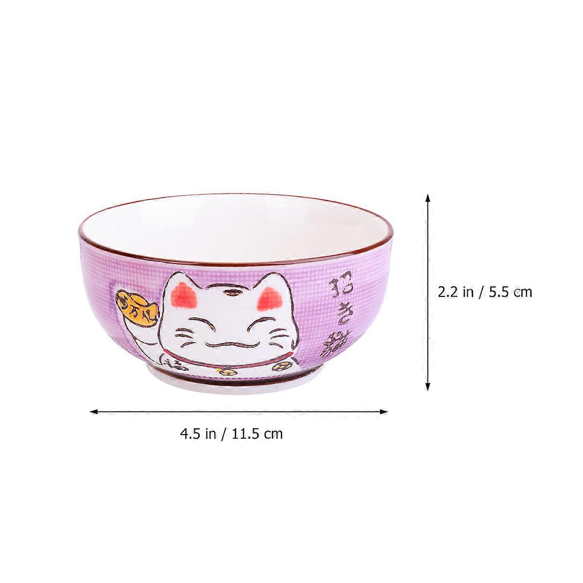 10 Pcs Cartoon Plutus Cat Ceramic Dining Bowl Set For Family Use In Assorted Colors With Food-safe Functionality
